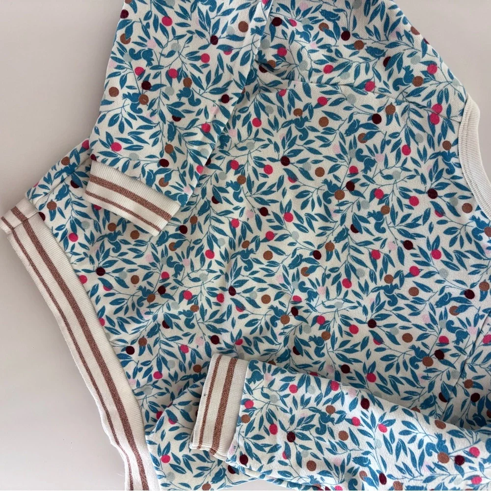 Petit Bateau Cream and Blue Leaf Print Top - Picture 5 of 7